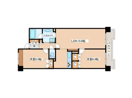 東仙台六番館(2LDK/2階)の間取り写真
