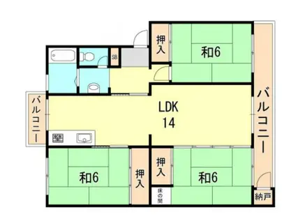 須磨一ノ谷グリーンハイツ H棟(3LDK/3階)の間取り写真
