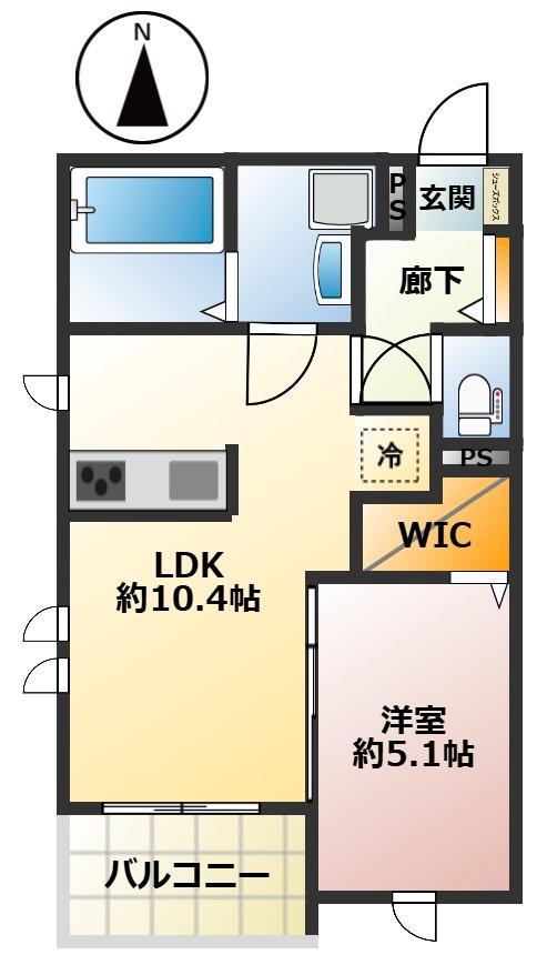 グローリーヒルズ(1LDK/2階)の間取り写真