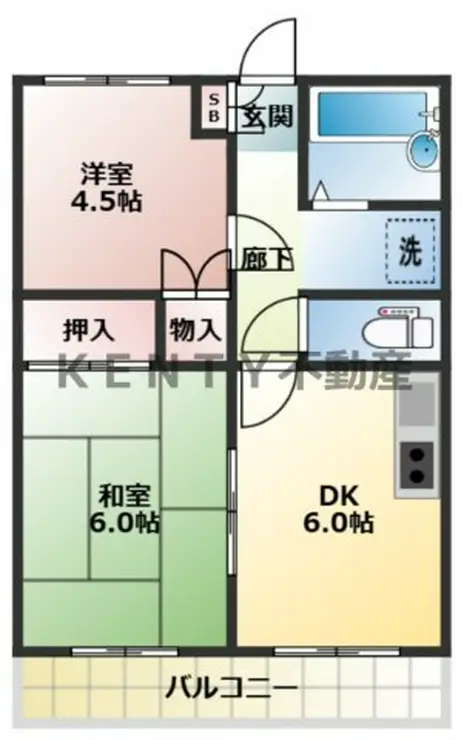 フラットエス 1階階 間取り