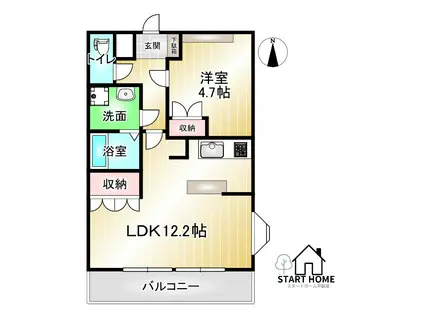 コートヴェール中島田II(1LDK/1階)の間取り写真