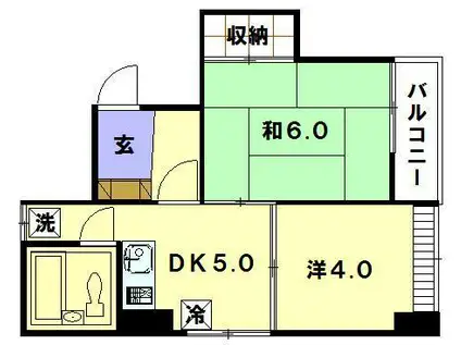第二杉本ビル(2DK/4階)の間取り写真