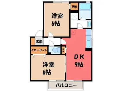 エピナール C(2DK/1階)の間取り写真