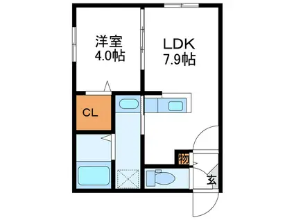 CASA BIANCA札幌駅西口 カーサビアンカ(1LDK/4階)の間取り写真