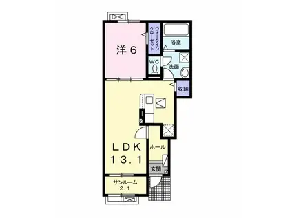 ラフレシール(1LDK/1階)の間取り写真
