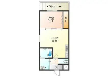 フジパレス クレアトゥール正覚寺 II番館(1LDK/2階)の間取り写真