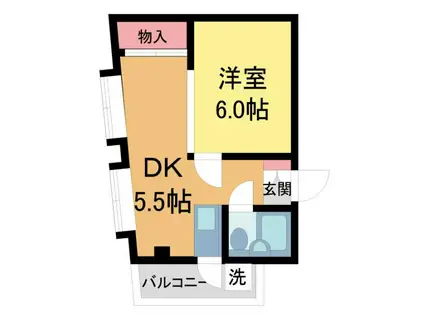 ダイイチホームビル(1DK/2階)の間取り写真