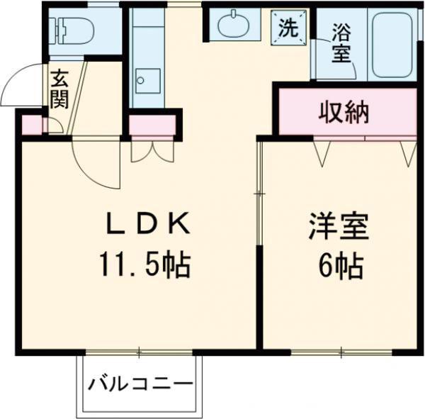 リトルパレット(1LDK/1階)の間取り写真