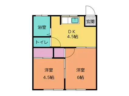 サンハイム1(2DK/2階)の間取り写真