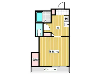 メラベルデ S棟(1K/1階)の間取り写真