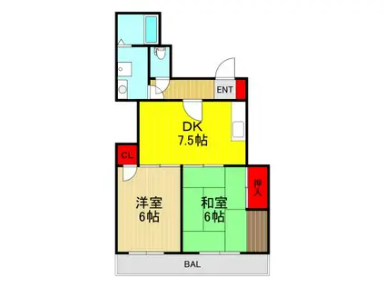 ラリックビル(2DK/2階)の間取り写真