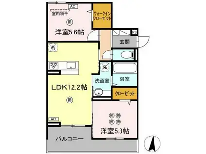 セジュール ピア 吉島(2LDK/2階)の間取り写真
