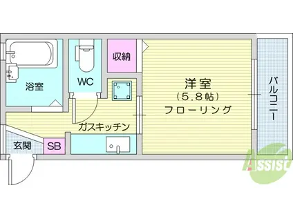 Αスペース(1K/1階)の間取り写真