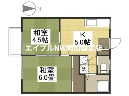 ハニーハイツII(2K/2階)の間取り写真