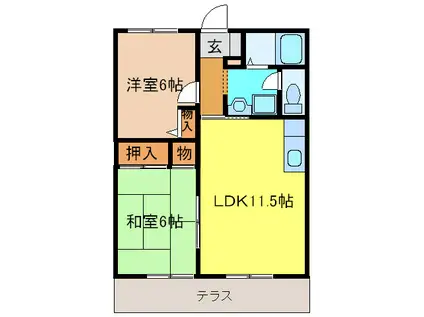 ガルテン・ハイム(2LDK/1階)の間取り写真