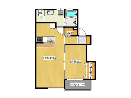 鈴久ハイツB(1LDK/1階)の間取り写真