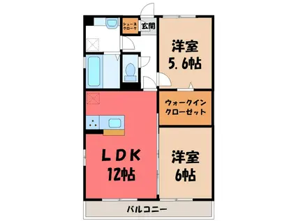 コンフォートヒル(2LDK/3階)の間取り写真