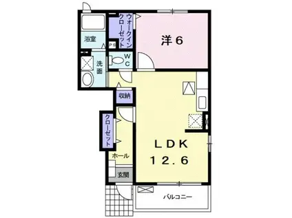 プラシードS II(1LDK/1階)の間取り写真