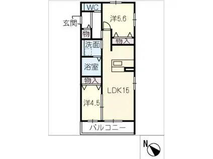 千種区御影町1丁目マンショ(2LDK/1階)の間取り写真