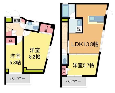 RA-ASHIYA(3LDK/3階)の間取り写真