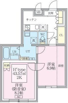 スカイラシクラス平和台(2K/3階)の間取り写真