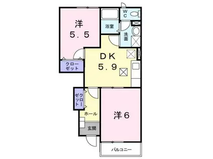 メゾングレース(2DK/1階)の間取り写真