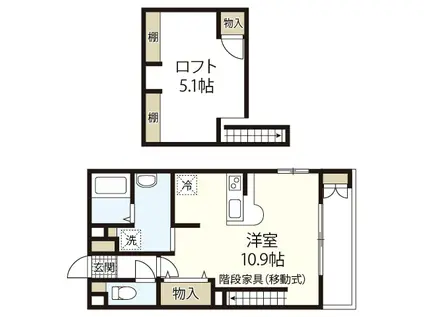 CD CRYSTAL I(ワンルーム/1階)の間取り写真