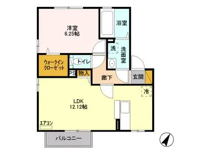 メール・ド・ルミエールB(1LDK/2階)の間取り写真