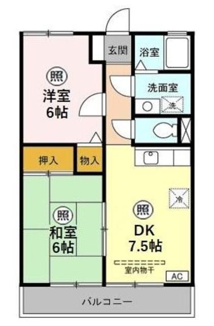 ボナールリン(2DK/2階)の間取り写真