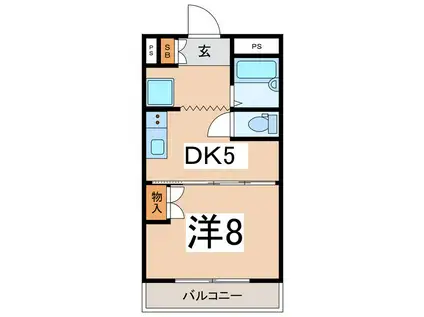 第2ガーデンハイツ(1DK/1階)の間取り写真