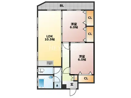 スマイルビル(2LDK/3階)の間取り写真