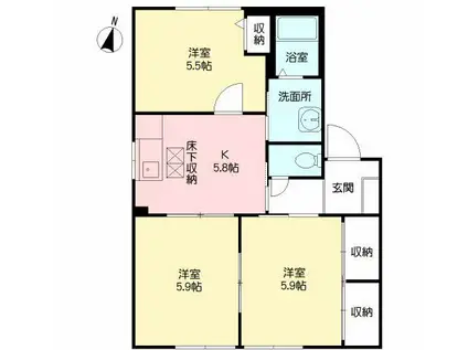 K-アントレA(2LDK/1階)の間取り写真