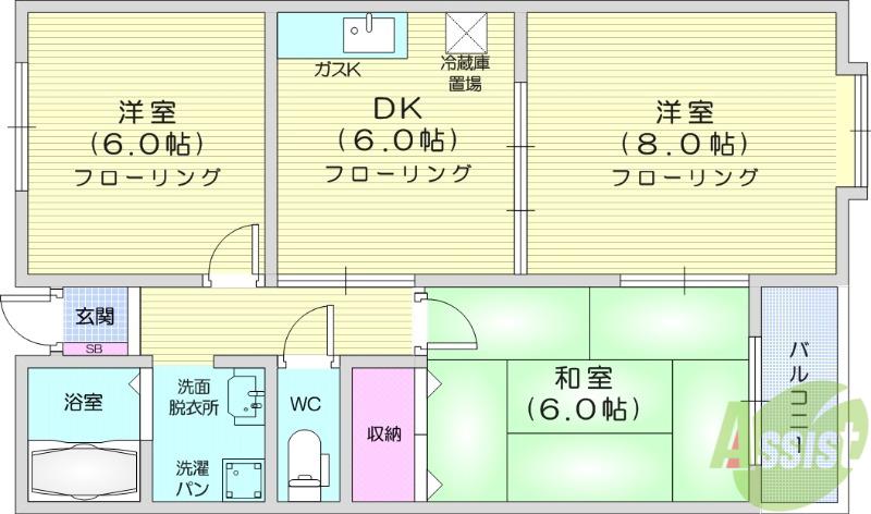 コンフォード3(3DK/2階)の間取り写真