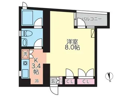 アッパルタメントベラヴィスタ(1K/3階)の間取り写真