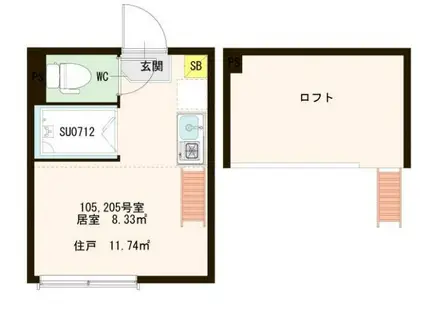 YUZHOUSE(ワンルーム/1階)の間取り写真