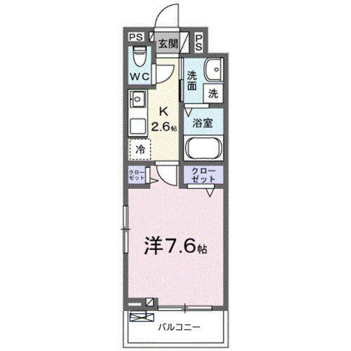 ヒカルサ三郷中央(1K/2階)の間取り写真