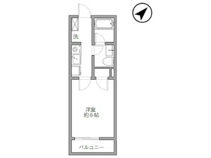 ウィングガーデン一ノ割(1K/2階)の間取り写真