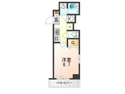 アドバンス京都アクィラ(1K/4階)の間取り写真