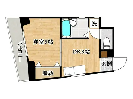 プリモレガーロ香春口(1DK/4階)の間取り写真