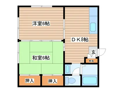 高橋アパート(2DK/2階)の間取り写真