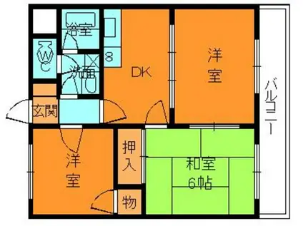 ル・ソレイユ結崎(3DK/4階)の間取り写真