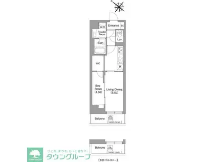 コンフォリア・リヴ豊洲キャナル(1LDK/6階)の間取り写真