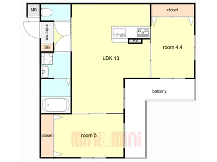 ワコーレヴィータ垂水坂上1丁目(2LDK/2階)の間取り写真