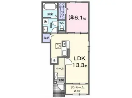 シュペールコートII(1LDK/1階)の間取り写真