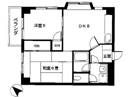 本牧ともえビル(2DK/4階)の間取り写真
