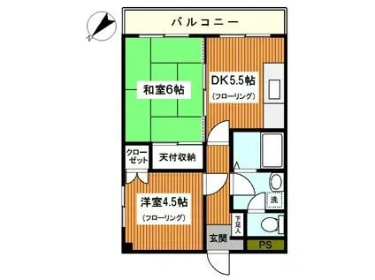 クオーレMM(2DK/4階)の間取り写真