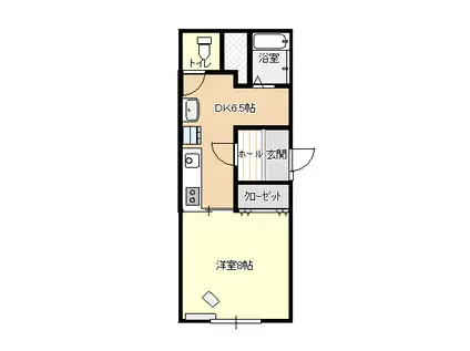 メロウ A棟(1K/2階)の間取り写真