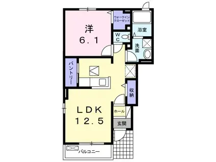リビエラ D(1LDK/1階)の間取り写真