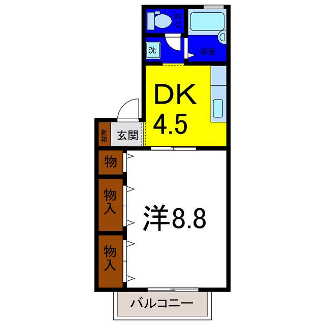ドミール古川C(1DK/1階)の間取り写真