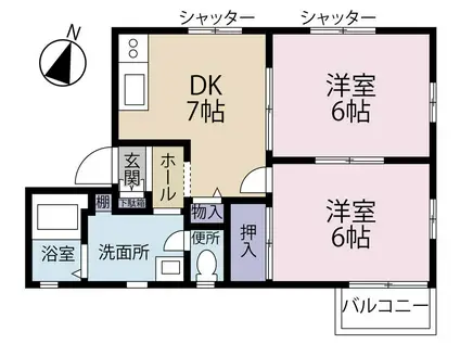 プランドール(2DK/1階)の間取り写真